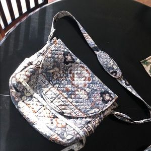 Large cloth bag gray/white/black/brown 16x15